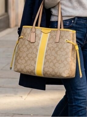 Coach Yellow and Tan Signature Tote